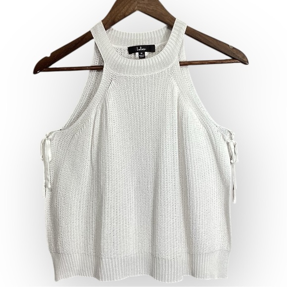 Lulu's Chic White Tie Side Halter Tank Top - Picture 1 of 3